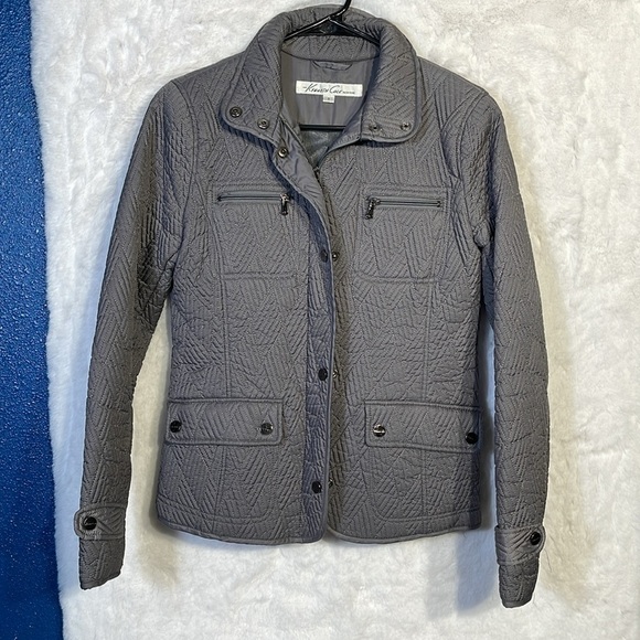 Kenneth Cole New York Grey Quilted Womens Casual Career Small Silver Jacket Coat - Picture 1 of 9